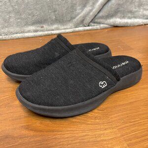 Merinos Women Classic Comfort Slide Slip On Mules Heathered Black Merino Wool 9